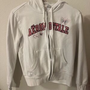 Aeropostale White Zip-Up with Pink Details